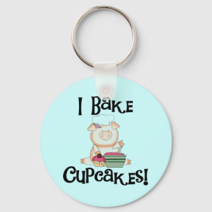 Pig I Bake Cupcakes Tshirts and Gifts Key Ring
