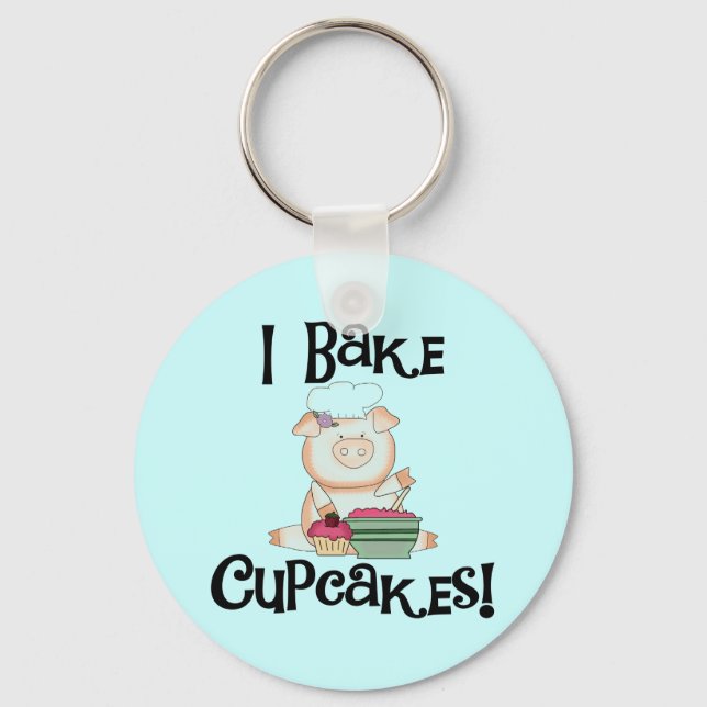 Pig I Bake Cupcakes Tshirts and Gifts Key Ring (Front)