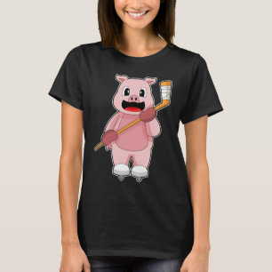 Pig Ice hockey Ice hockey stick T-Shirt