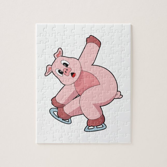 Pig Ice skating Ice skates Jigsaw Puzzle (Vertical)
