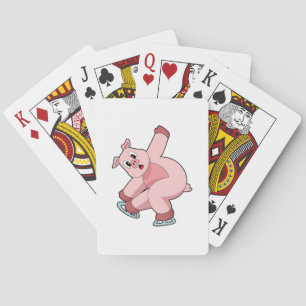 Pig Ice skating Ice skates Playing Cards