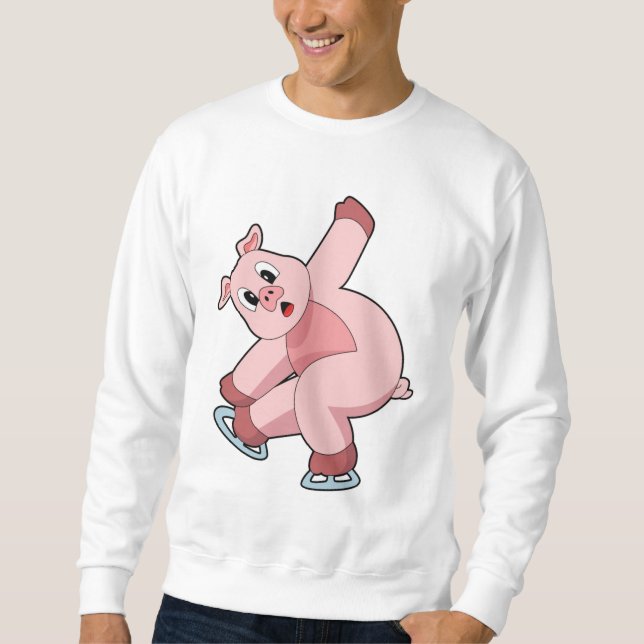 Pig Ice skating Ice skates Sweatshirt (Front)