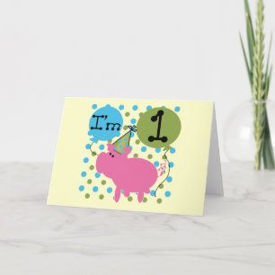 Pig I'm 1 Birthday Tshirts and Gifts Card