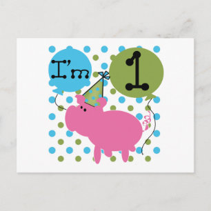 Pig I'm 1 Birthday Tshirts and Gifts Postcard