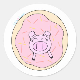 Pig in a Donut Sticker! Classic Round Sticker