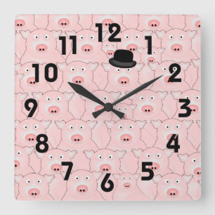 Pig in a Hat Wall Clock