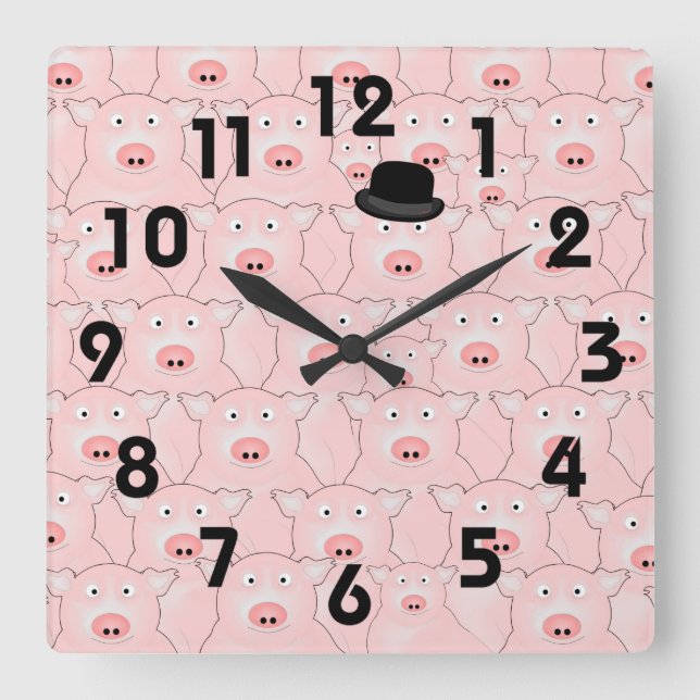 Pig in a Hat Wall Clock (Front)