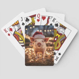 Pig in a Santa Hat Playing Cards