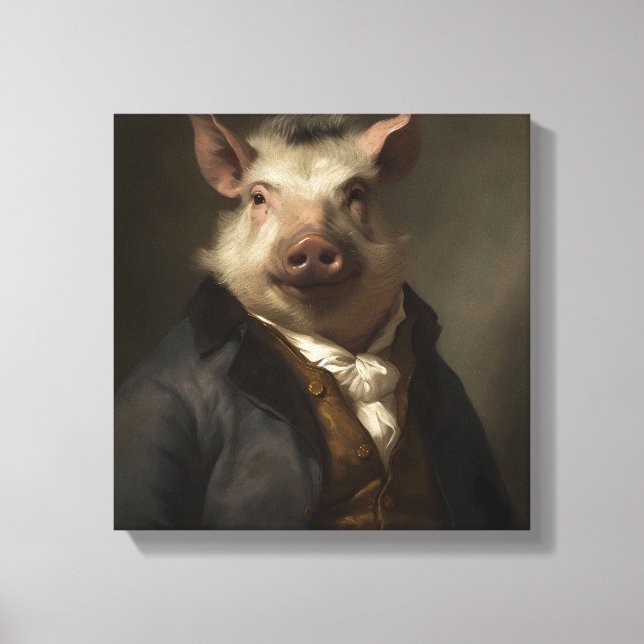 Pig In a Suit | Animal Art | Animal in a Suit  Canvas Print (Front)