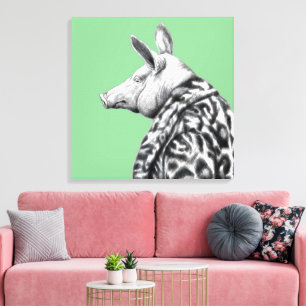 Pig in Jaguar Fur Coat (Moegi) Canvas Print