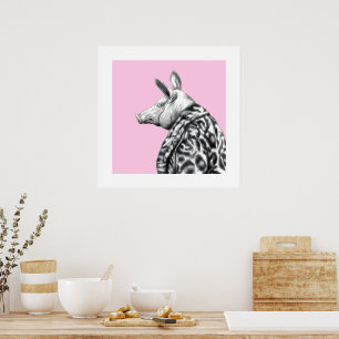 Pig in Jaguar Fur Coat (Ume) Poster