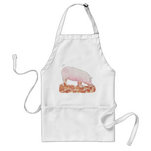 Pig in Mud illustration Funny Quirky Farm Animal Standard Apron