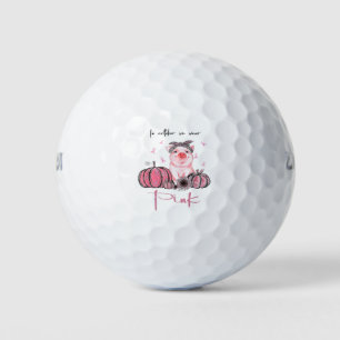 Pig In October We Wear Pink Breast Cancer Awarenes Golf Balls
