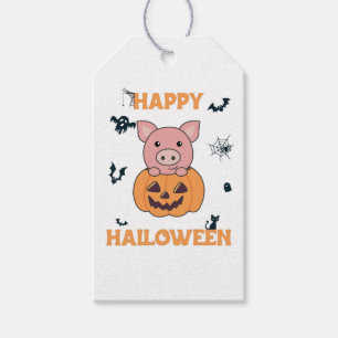 Pig In Pumpkin Sweet Pigs Happy Halloween Gift Tag