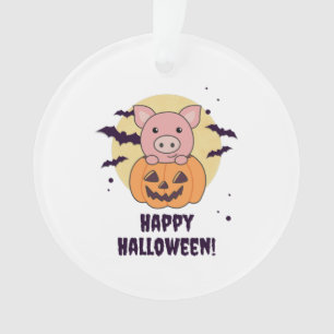 Pig In Pumpkin Sweet Pigs Happy Halloween Ornament