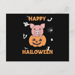 Pig In Pumpkin Sweet Pigs Happy Halloween Postcard