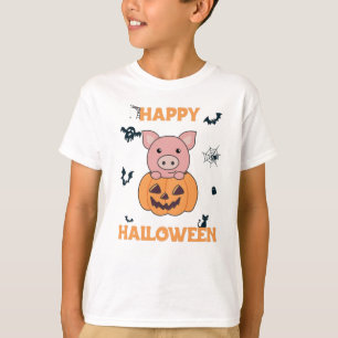 Pig In Pumpkin Sweet Pigs Happy Halloween T-Shirt