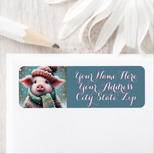 Pig in Scarf Snowflakes Personalised Christmas
