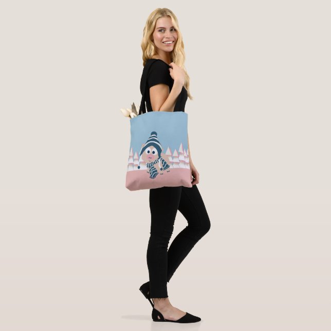 Pig in Winter Tote Bag (On Model)