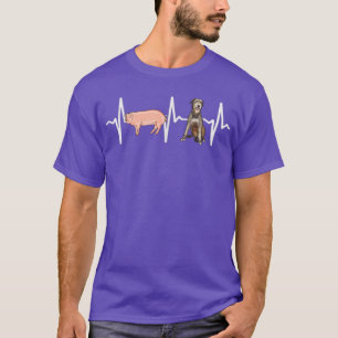 Pig Irish Wolfhound Heartbeat Dog Lover T-Shirt
