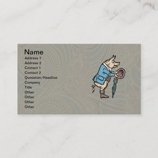 Pig Jacket Piggy Cute Formal Antique Business Card (Front)