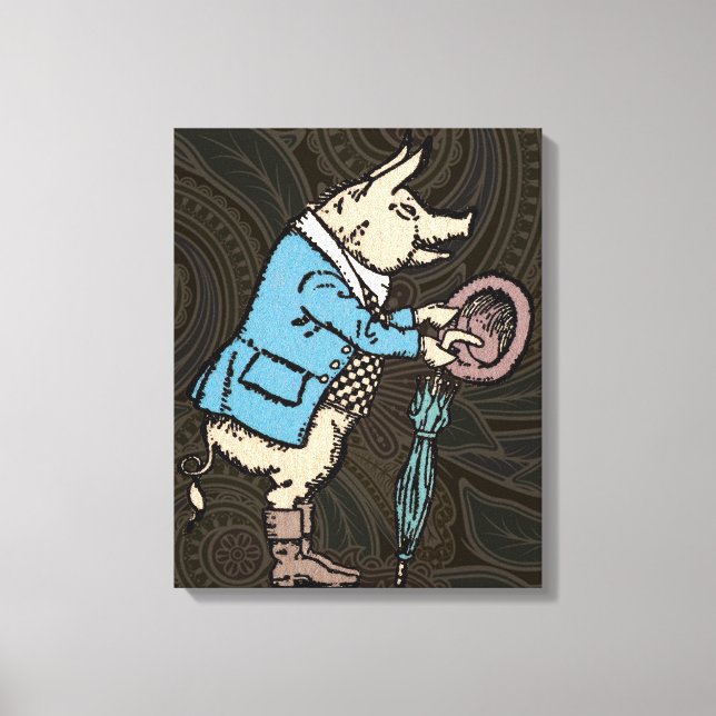 Pig Jacket Piggy Cute Formal Antique Canvas Print (Front)