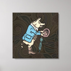 Pig Jacket Piggy Cute Formal Antique Canvas Print