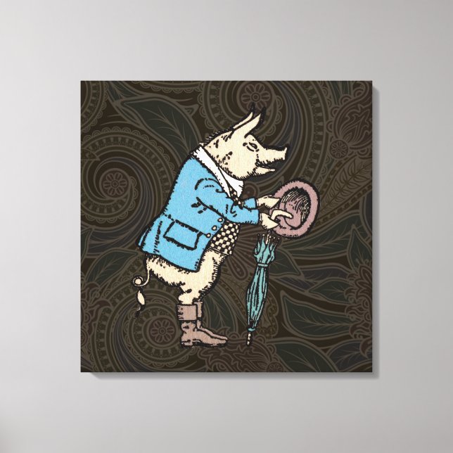Pig Jacket Piggy Cute Formal Antique Canvas Print (Front)