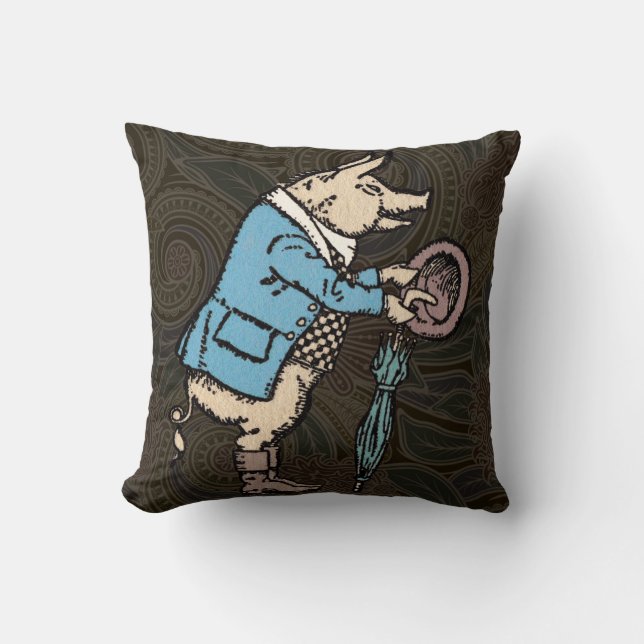 Pig Jacket Piggy Cute Formal Antique Cushion (Front)