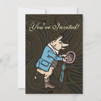 Pig Jacket Piggy Cute Formal Antique Invitation