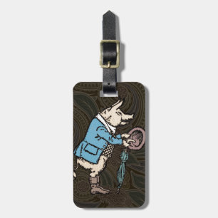 Pig Jacket Piggy Cute Formal Antique Luggage Tag