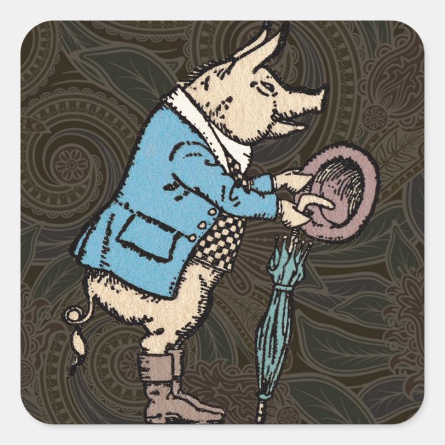 Pig Jacket Piggy Cute Formal Antique Square Sticker (Front)