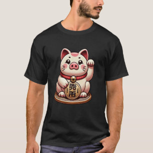 Pig Japan Lucky Maneki Neko Fortune Japanese Men W T-Shirt