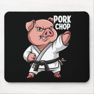 Pig Karate Pork Chop Funny Hog Swine Pun Men Boys  Mouse Mat