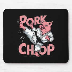 Pig Karate Pork Chop Funny Hog Swine Pun Men Women Mouse Mat