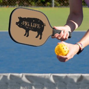 Pig Life funny animal silhouette  Pickleball Paddle
