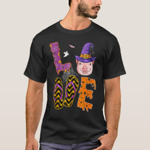 Pig Love Halloween Witch Hat Piggy T-Shirt