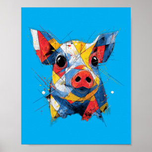 Pig Lover Colourful Art Animal For Men Women Poster