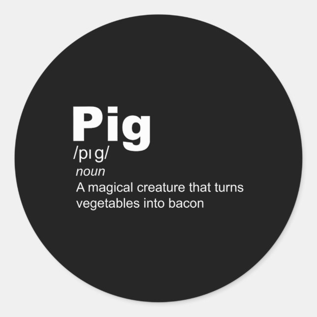 Pig Magical Creature - Bycon Lover Bbq Pork Grilli Classic Round Sticker (Front)