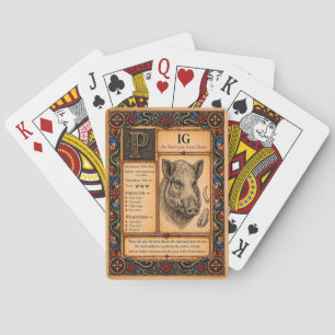 Pig, Mediaeval Bestiary Art Playing Cards
