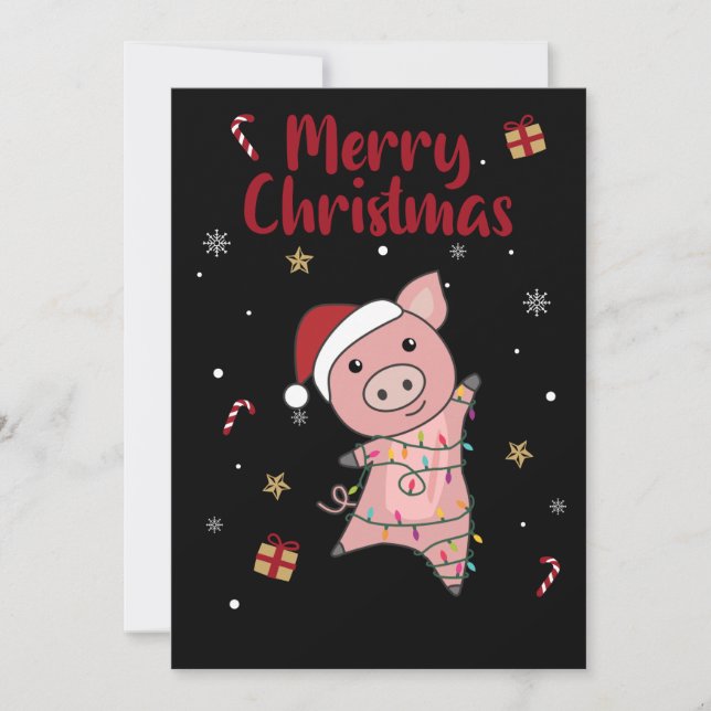 Pig Merry Christmas Animals Pigs Adult Cloth Face  Holiday Card (Front)
