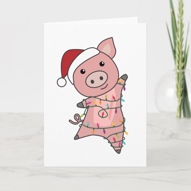 Pig Merry Christmas Animals Pigs Card (Front)