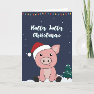 Pig Merry Christmas Animals Pigs Holiday Card