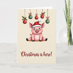 Pig Merry Christmas Animals Pigs Holiday Card