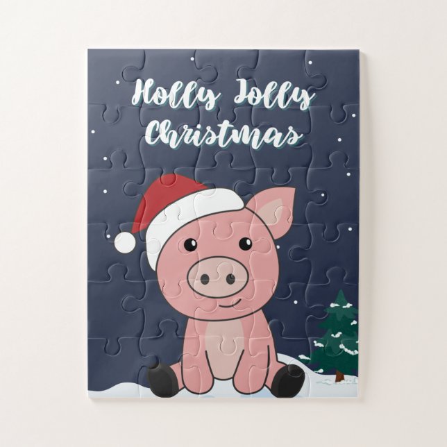 Pig Merry Christmas Animals Pigs Jigsaw Puzzle (Vertical)