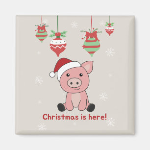 Pig Merry Christmas Animals Pigs Magnet