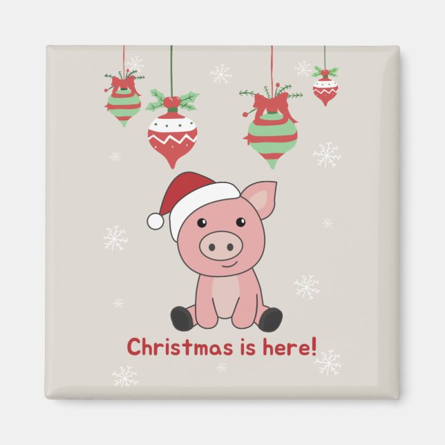 Pig Merry Christmas Animals Pigs Magnet (Front)