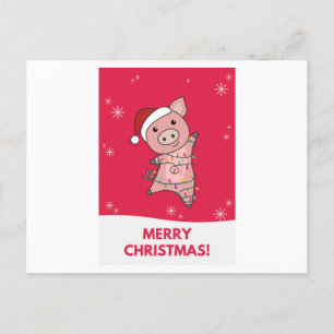 Pig Merry Christmas Animals Pigs Postcard