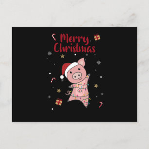 Pig Merry Christmas Animals Pigs Postcard