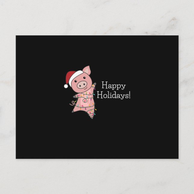 Pig Merry Christmas Animals Pigs Postcard (Front)